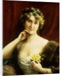 An Elegant Lady with a Yellow Rose by Emile Vernon