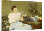 Arranging flowers for a spring bouquet by Victor Gabriel Gilbert