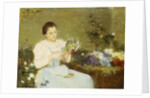 Arranging flowers for a spring bouquet by Victor Gabriel Gilbert