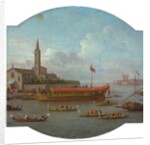 View of the Bucintoro anchored in front of San Nicolo al Lido, Venice, for the ceremony of the Sposalizio del Mare by Antonio Joli