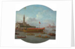 View of the Bucintoro anchored in front of San Nicolo al Lido, Venice, for the ceremony of the Sposalizio del Mare by Antonio Joli