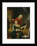 Portrait of a gentleman and his wife making music in an interior by Philip van Dijk