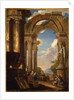 Capricci of Roman ruins with figures by Giovanni Paolo (circle of) Pannini or Panini