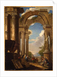 Capricci of Roman ruins with figures by Giovanni Paolo (circle of) Pannini or Panini