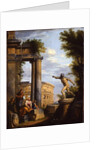 Capricci of Classical ruins with philosophers discoursing by Giovanni Paolo Pannini or Panini