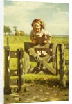 Young Girl Swinging on a Gate by John George Brown