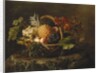 A Pineapple, Grapes, Peaches and Apricots in a Basket by Johan Laurents Jensen