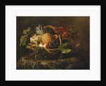 A Pineapple, Grapes, Peaches and Apricots in a Basket by Johan Laurents Jensen
