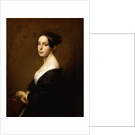 Portrait of a Lady, Half Length Wearing a Black Dress and Holding a Carnation by Hermann Winterhalter