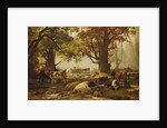Cattle in a Wooded River Landscape by Auguste Francois Bonheur