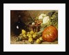 A Still Life with a Wine Flagon, a Basket, Pears, Onions, Cauliflowers, Cabbages, Garlic and a Pumpkin by Eugene Claude