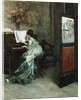 A Lady Playing the Piano in an Interior by Raimundo de Madrazo y Garreta