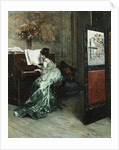 A Lady Playing the Piano in an Interior by Raimundo de Madrazo y Garreta