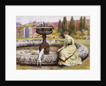A Lady and a Dog Beside an Ornamental Pool by George Goodwin Kilburne