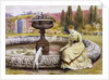 A Lady and a Dog Beside an Ornamental Pool by George Goodwin Kilburne