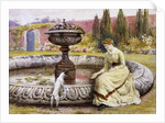 A Lady and a Dog Beside an Ornamental Pool by George Goodwin Kilburne