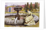 A Lady and a Dog Beside an Ornamental Pool by George Goodwin Kilburne