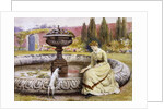 A Lady and a Dog Beside an Ornamental Pool by George Goodwin Kilburne