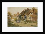 Children Playing Outside a Cottage in a Village by Arthur Claude Strachan