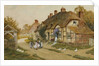 Children Playing Outside a Cottage in a Village by Arthur Claude Strachan