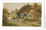 Children Playing Outside a Cottage in a Village by Arthur Claude Strachan