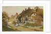 Children Playing Outside a Cottage in a Village by Arthur Claude Strachan