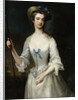Portrait of a Lady, Possibly the Duchess of Ancaster, Three-Quarter Length, as a Shepherdess, in a White Satin Dress and Bonnet, in a Landscape by Charles Jervas