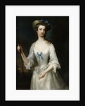 Portrait of a Lady, Possibly the Duchess of Ancaster, Three-Quarter Length, as a Shepherdess, in a White Satin Dress and Bonnet, in a Landscape by Charles Jervas