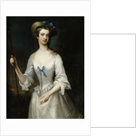 Portrait of a Lady, Possibly the Duchess of Ancaster, Three-Quarter Length, as a Shepherdess, in a White Satin Dress and Bonnet, in a Landscape by Charles Jervas