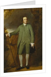 Portrait of George Morewood, Standing Full Length, in a Green Coat, Waistcoat and Breeches, Holding a Hat in His Left Hand, a Cane in His Right by George Romney