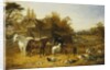A Farmyard with Horses and Ponies by John Frederick Herring Snr