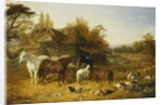 A Farmyard with Horses and Ponies by John Frederick Herring Snr