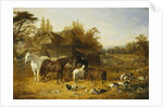 A Farmyard with Horses and Ponies by John Frederick Herring Snr