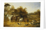 A Farmyard with Horses and Ponies by John Frederick Herring Snr