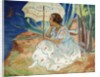 Young woman with an Umbrella, Saint Maxime; Jeune Fille a l'Ombrelle Saint-Maxime, c.1918 by Henri Lebasque