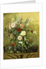 Bouquet of Flowers with a Rustic Wooden Jardiniere by Camille Pissarro