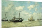 Boats on the Shore at Scheveningen; Scheveningue, Bateaux Echoues sur la Greve, 1875 by Eugene Louis Boudin