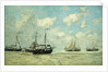 Boats on the Shore at Scheveningen; Scheveningue, Bateaux Echoues sur la Greve, 1875 by Eugene Louis Boudin