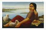 Girl with Sheep; Madchen mit Schafen, 1923 by Georg Schrimpf