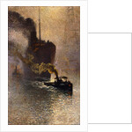 In Tow on the Thames in the Fog; Escorte sur la Tamise dans le Brouillard - Op Sleeptouw Genomen op de Theems, 1918 by Emile Claus