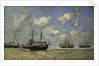 Scheveningen, Boats Run Aground on the Shore; Scheveningen, Bateaux Echoues sur la Greve, 1875 by Eugene Louis Boudin