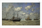 Scheveningen, Boats Run Aground on the Shore; Scheveningen, Bateaux Echoues sur la Greve, 1875 by Eugene Louis Boudin