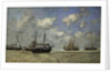 Scheveningen, Boats Run Aground on the Shore; Scheveningen, Bateaux Echoues sur la Greve, 1875 by Eugene Louis Boudin