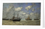 Scheveningen, Boats Run Aground on the Shore; Scheveningen, Bateaux Echoues sur la Greve, 1875 by Eugene Louis Boudin