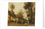 Flesselles, Street with Peasant and Cow; Flesselles, une Rue avec une Paysanne et sa Vache, c.1862-1865 by Jean Baptiste Camille Corot