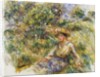 Woman in a Blue Hat sitting on the Grass; Femme en Bleu en Chapeau assise Sur l'Herbe, c.1916 by Pierre Auguste Renoir