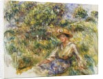 Woman in a Blue Hat sitting on the Grass; Femme en Bleu en Chapeau assise Sur l'Herbe, c.1916 by Pierre Auguste Renoir