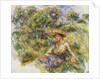 Woman in a Blue Hat sitting on the Grass; Femme en Bleu en Chapeau assise Sur l'Herbe, c.1916 by Pierre Auguste Renoir