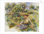 Woman in a Blue Hat sitting on the Grass; Femme en Bleu en Chapeau assise Sur l'Herbe, c.1916 by Pierre Auguste Renoir