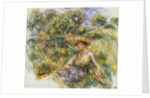 Woman in a Blue Hat sitting on the Grass; Femme en Bleu en Chapeau assise Sur l'Herbe, c.1916 by Pierre Auguste Renoir